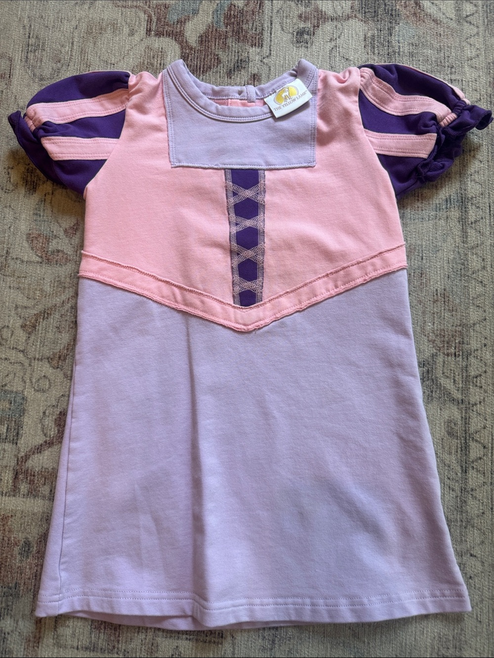 Girls' Pink & Purple Short Sleeve Rapunzel Play Dress